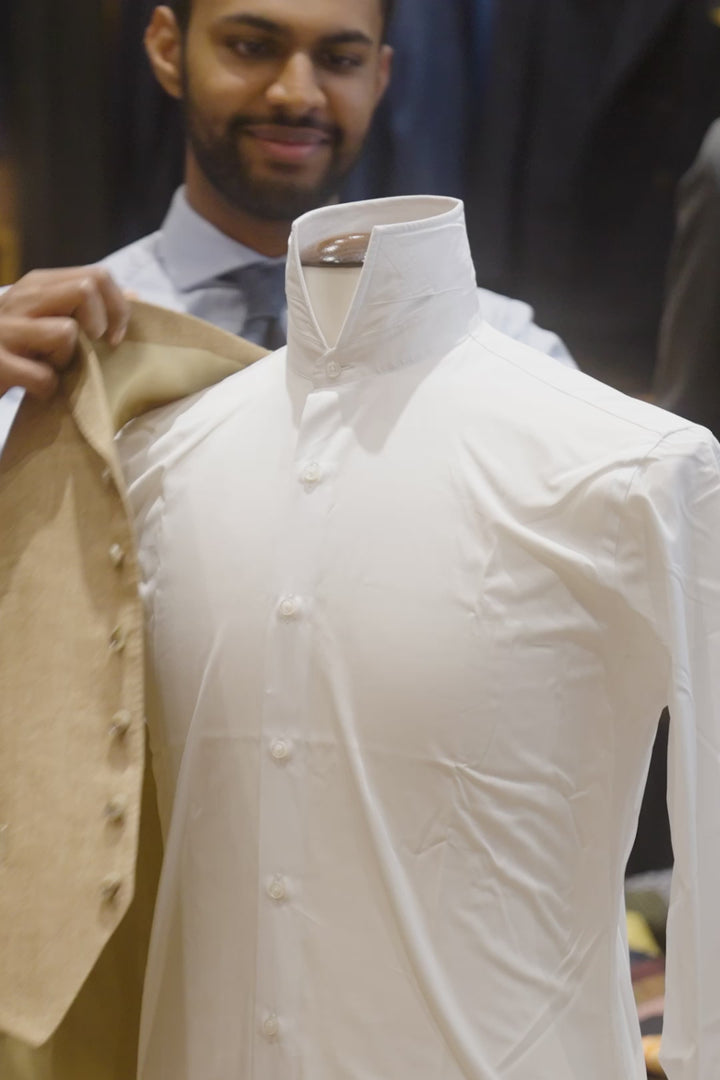 The Waistcoat – Beige herringbone linen