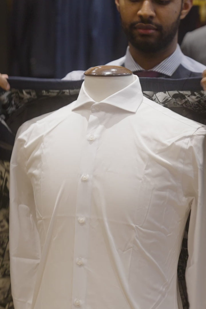 Le Kensington – Laine tropicale marine à rayures tennis blanches