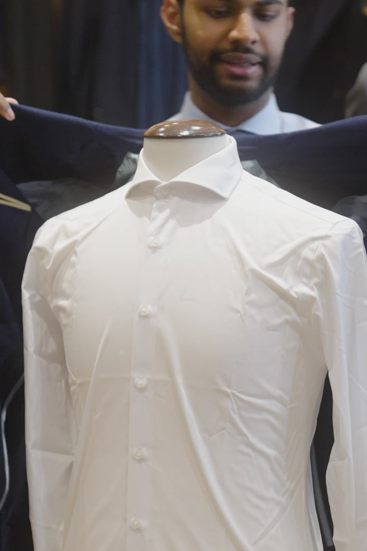 The Safari Jacket – Navy herringbone wool and silk