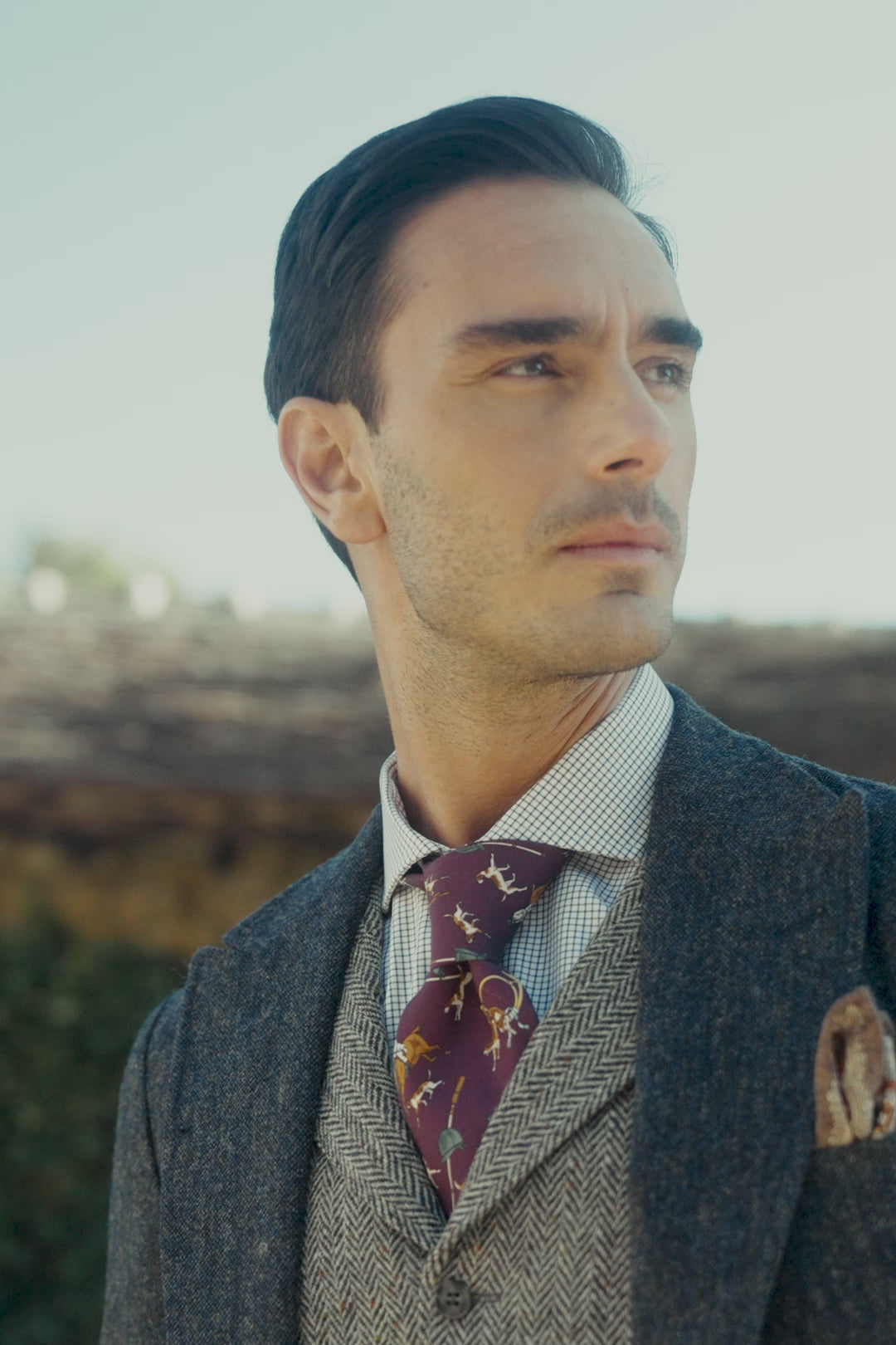 La Downton – Flecked blue Donegal tweed