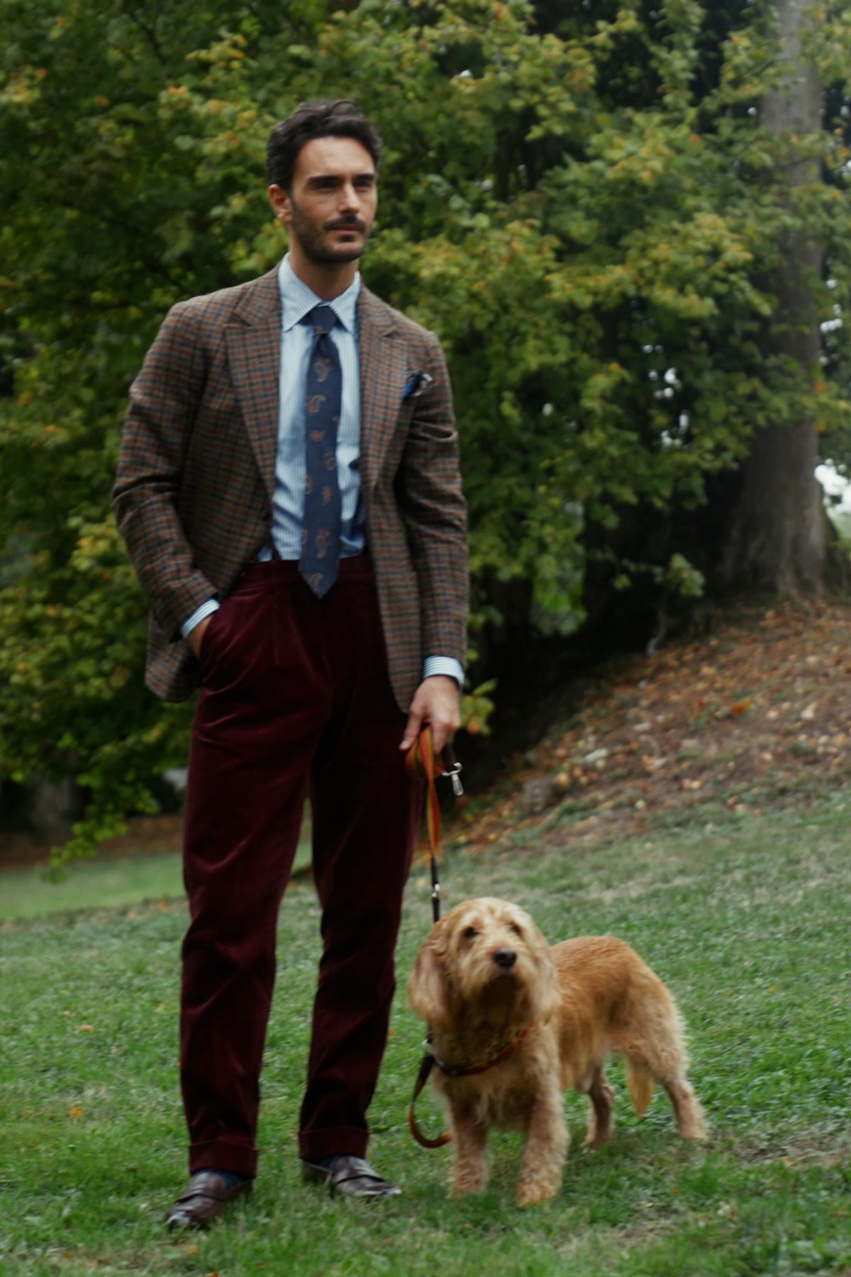 Claret corduroy trousers
