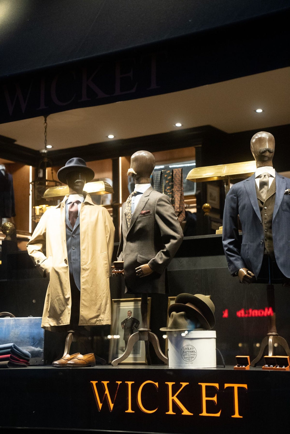 The Wicket shop window in the evening
