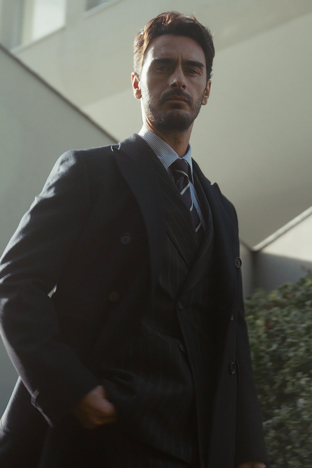 Windsor coat in navy cashmere and wool