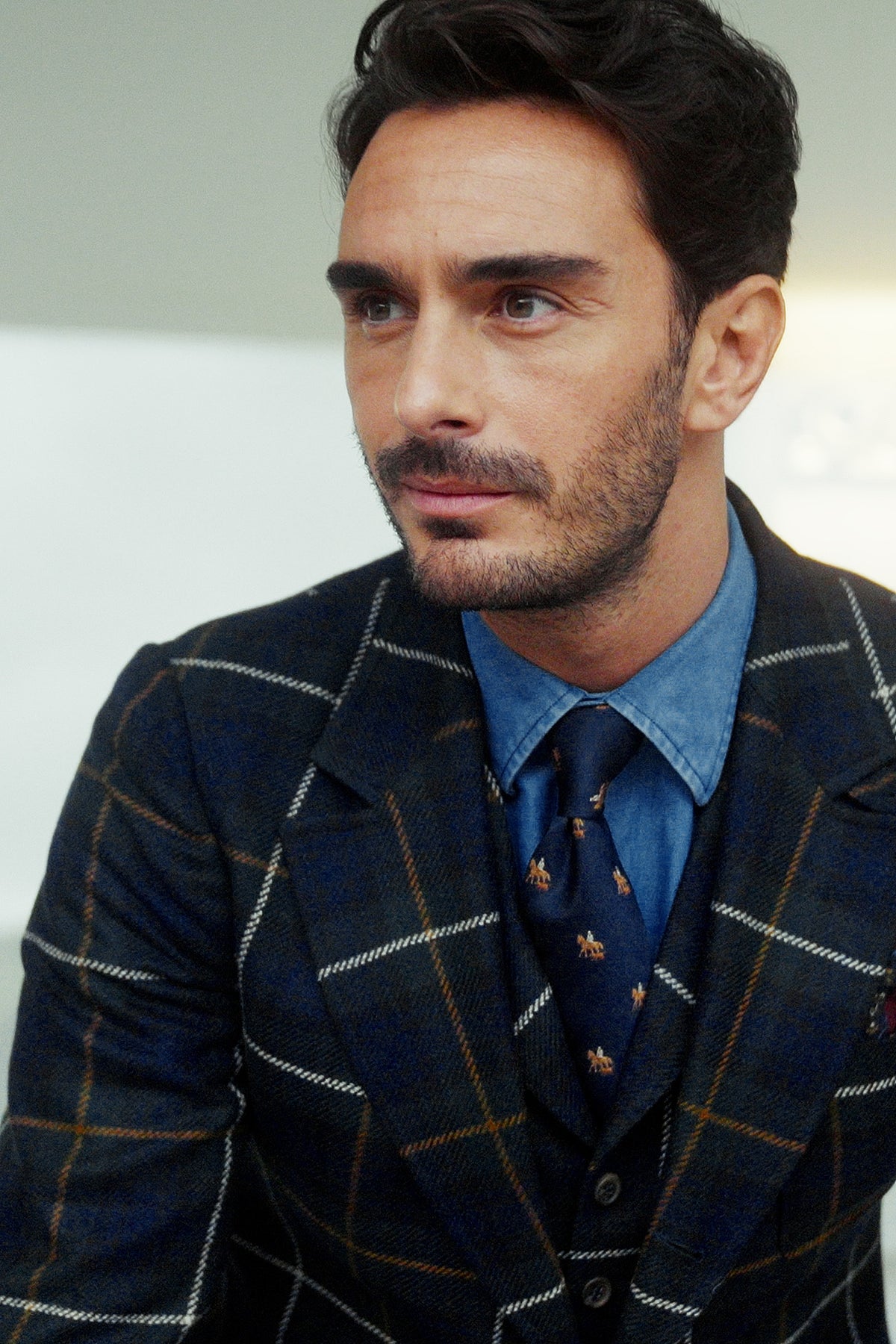 Milan jacket in blue and green Scottish tartan