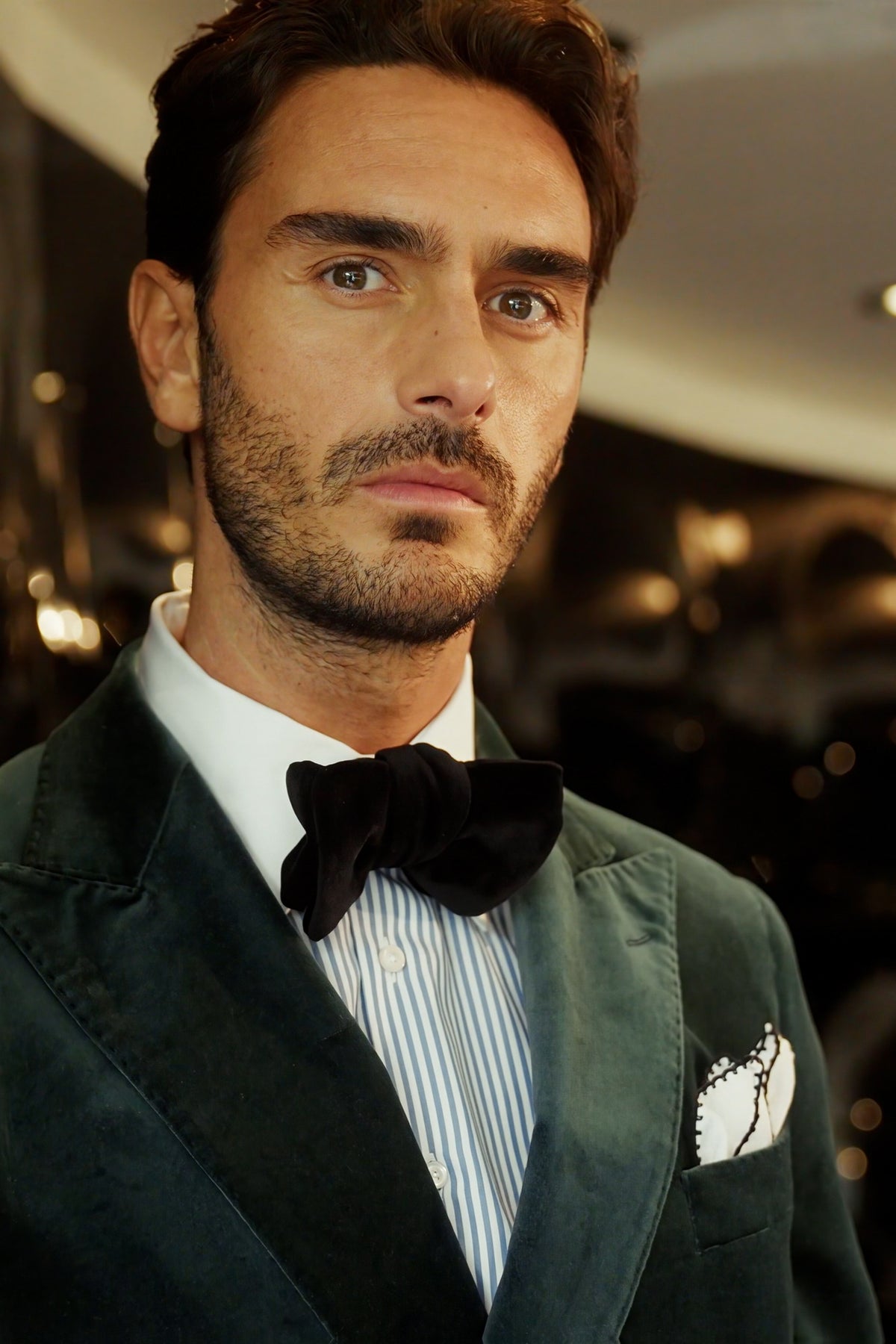 Naples jacket in emerald green panne velvet