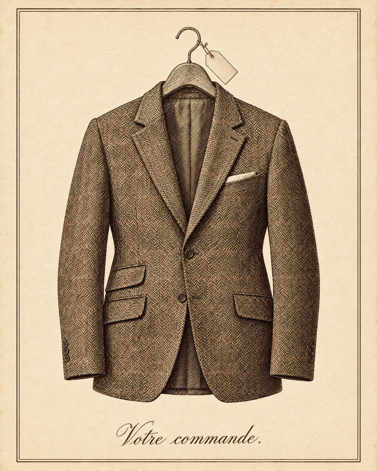 Your order: Shetland tweed jacket on a hanger