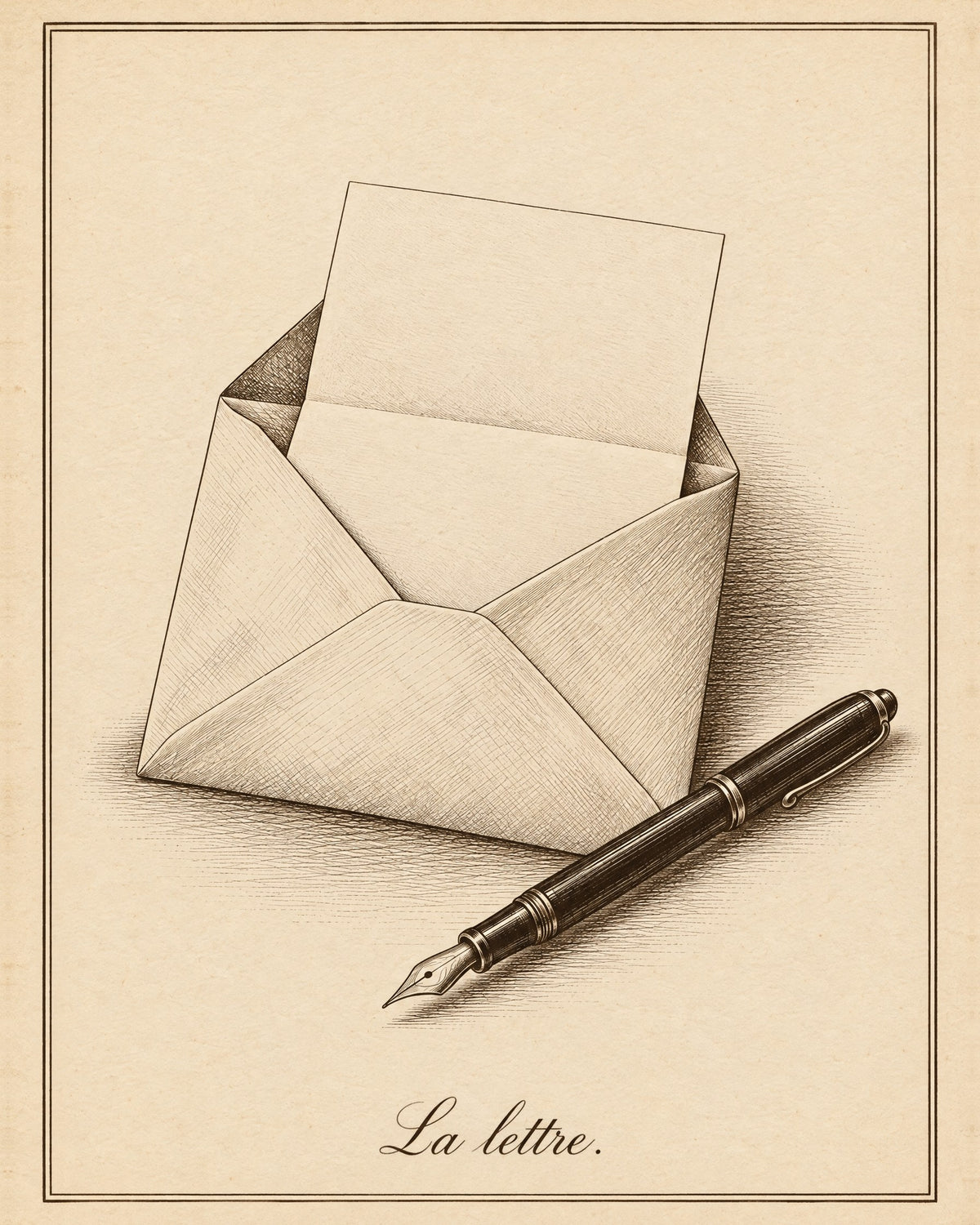 The letter: envelope and fountain pen