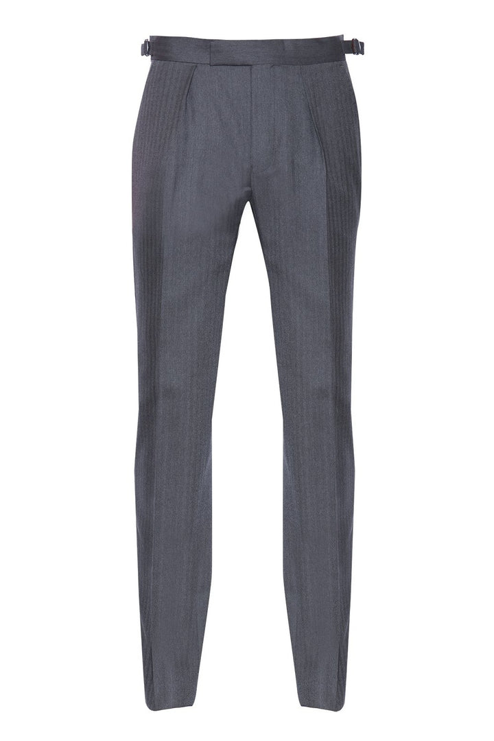 Le Hampstead – Super 150 herringbone wool, plain deep grey – WICKET