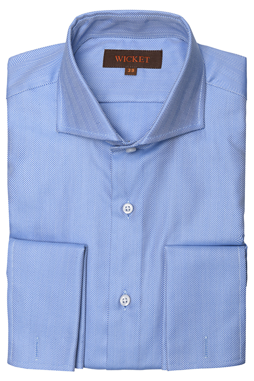The Cotton Herringbone – Sky blue with double cuffs – WICKET