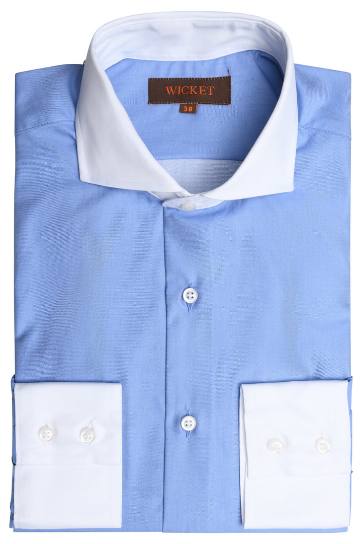 The Cotton Twill – Plain blue with white collar – WICKET