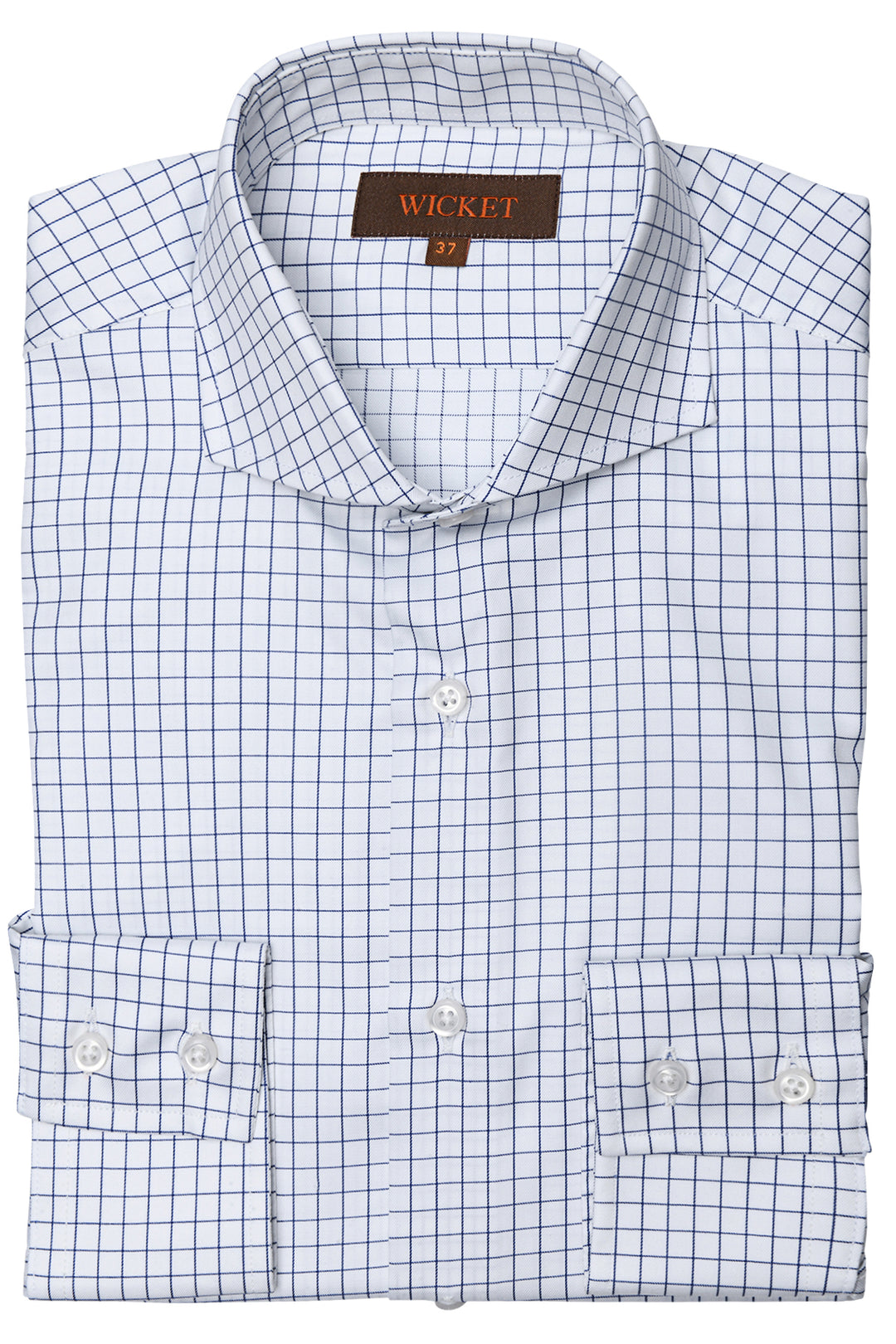 The Cotton Twill – White with navy check – WICKET