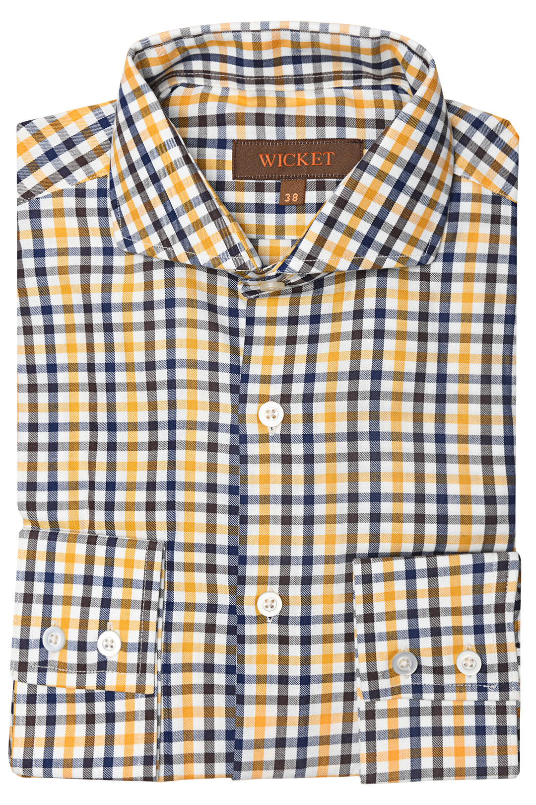 The Cotton Flannel – Yellow, brown and navy check – WICKET
