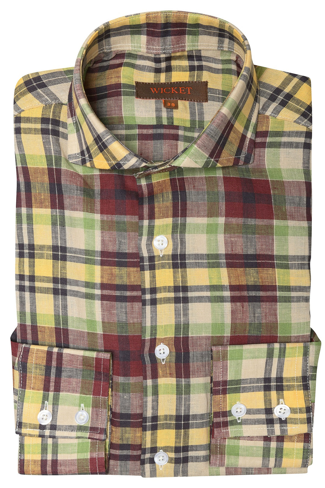 The Checked Linen – Yellow, green and burgundy – WICKET