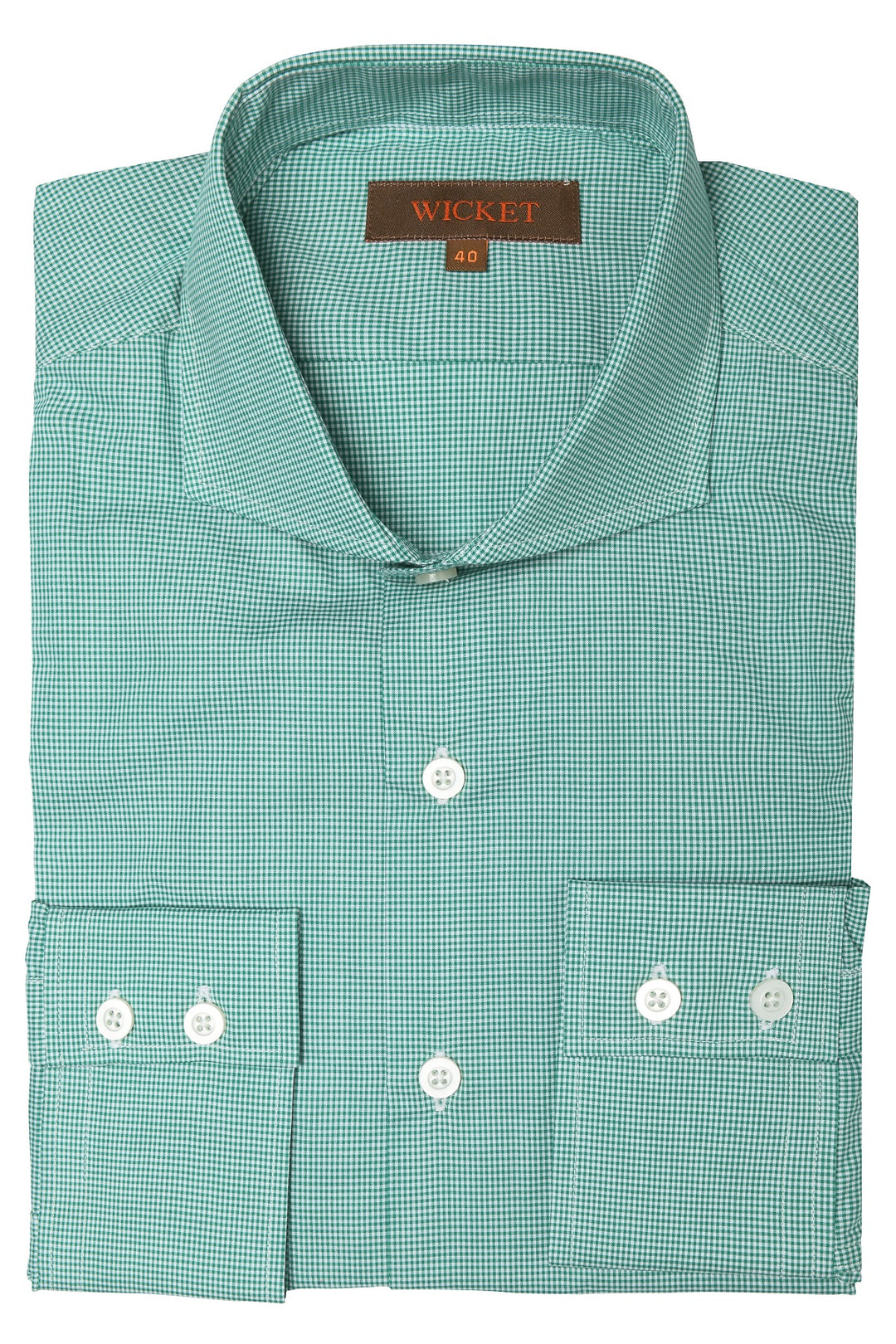 The Cotton Poplin – Green micro-gingham – WICKET