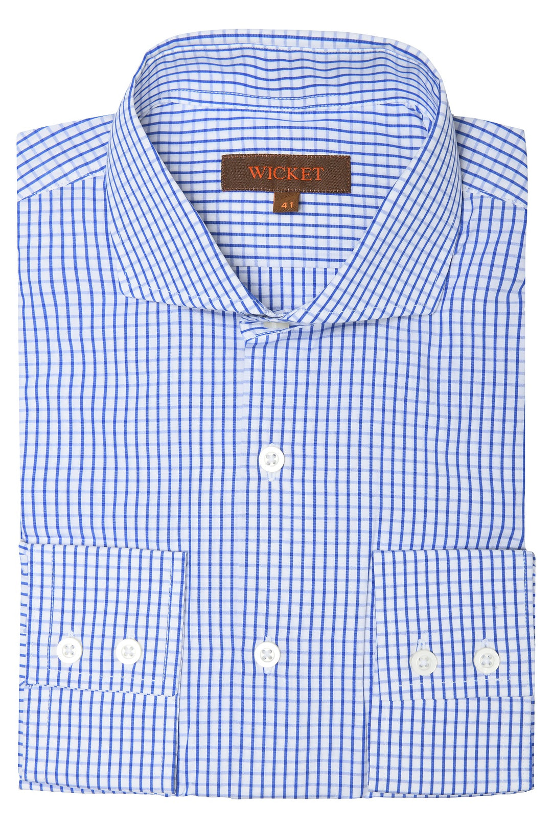 The Cotton Poplin – White with royal blue check – WICKET