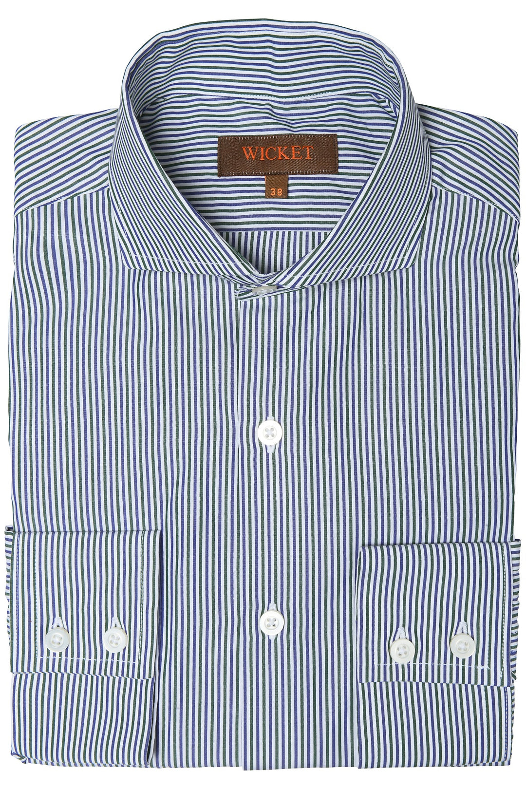The Cotton Poplin – Green and blue stripes – WICKET
