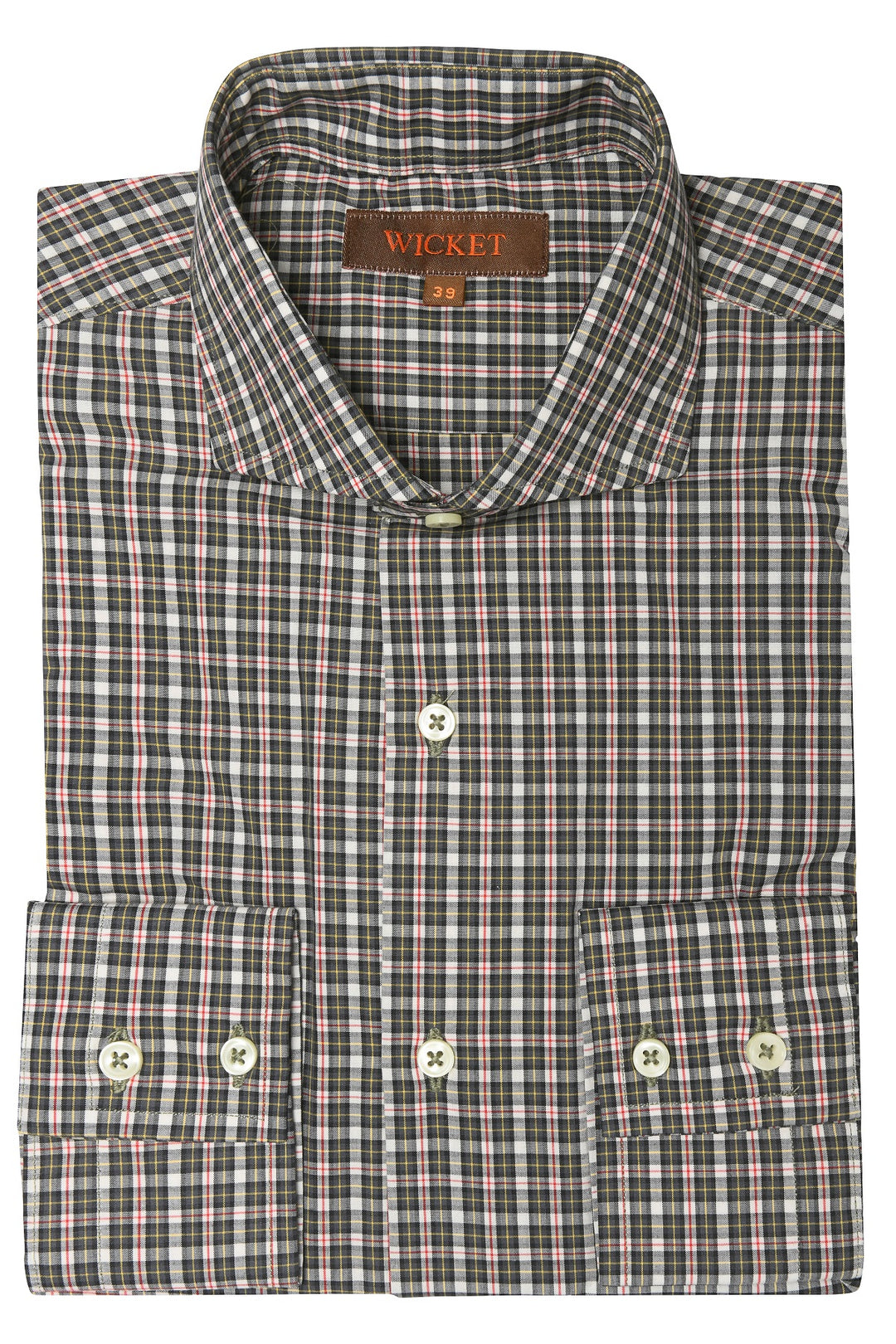 The Cotton Poplin – Charcoal and red check – WICKET