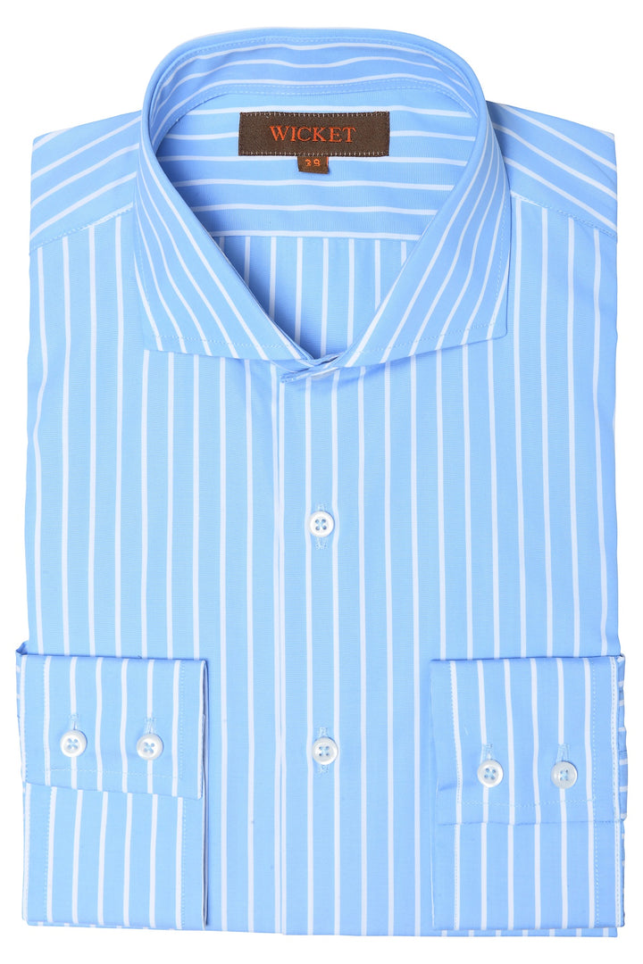 The Cotton Poplin – Sky blue with white stripes – WICKET