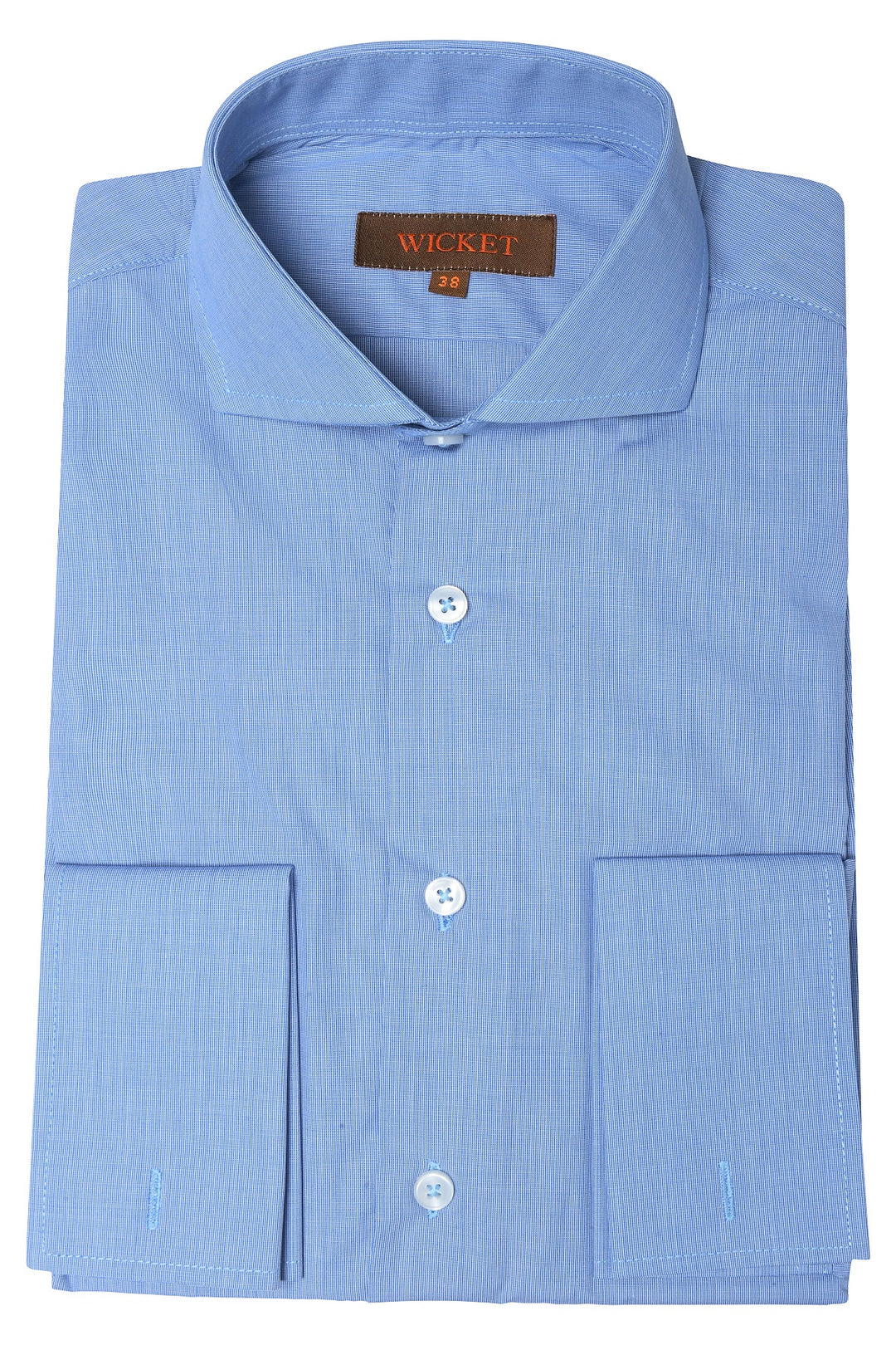 The Cotton Poplin – Mid blue with double cuffs – WICKET