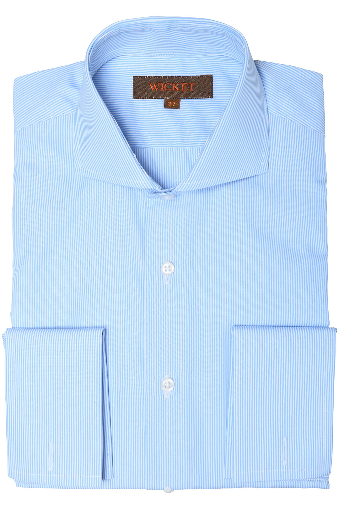 The Cotton Poplin – Fine sky blue stripes with double cuffs – WICKET
