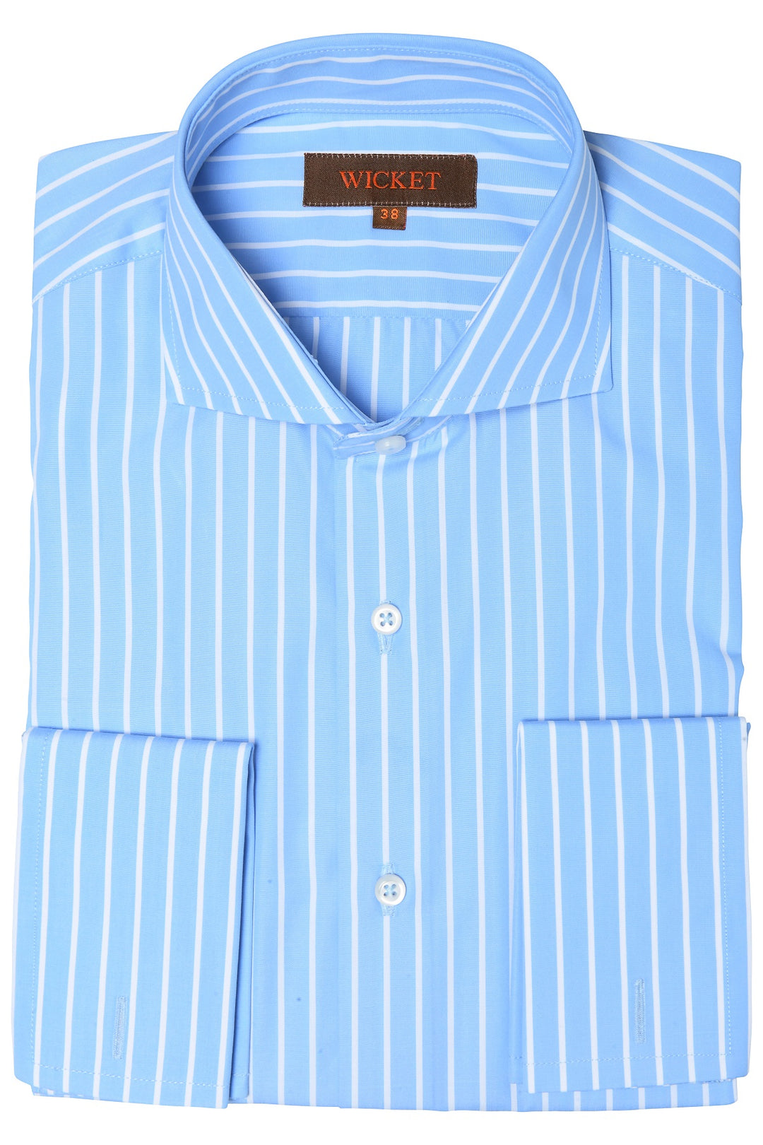 The Cotton Poplin – Sky blue with white stripes and double cuffs – WICKET