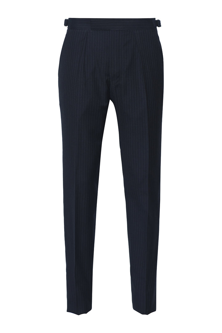Le Kensington – à rayures pointillées, Bleu Marine Intense, Laine Vierge 120&