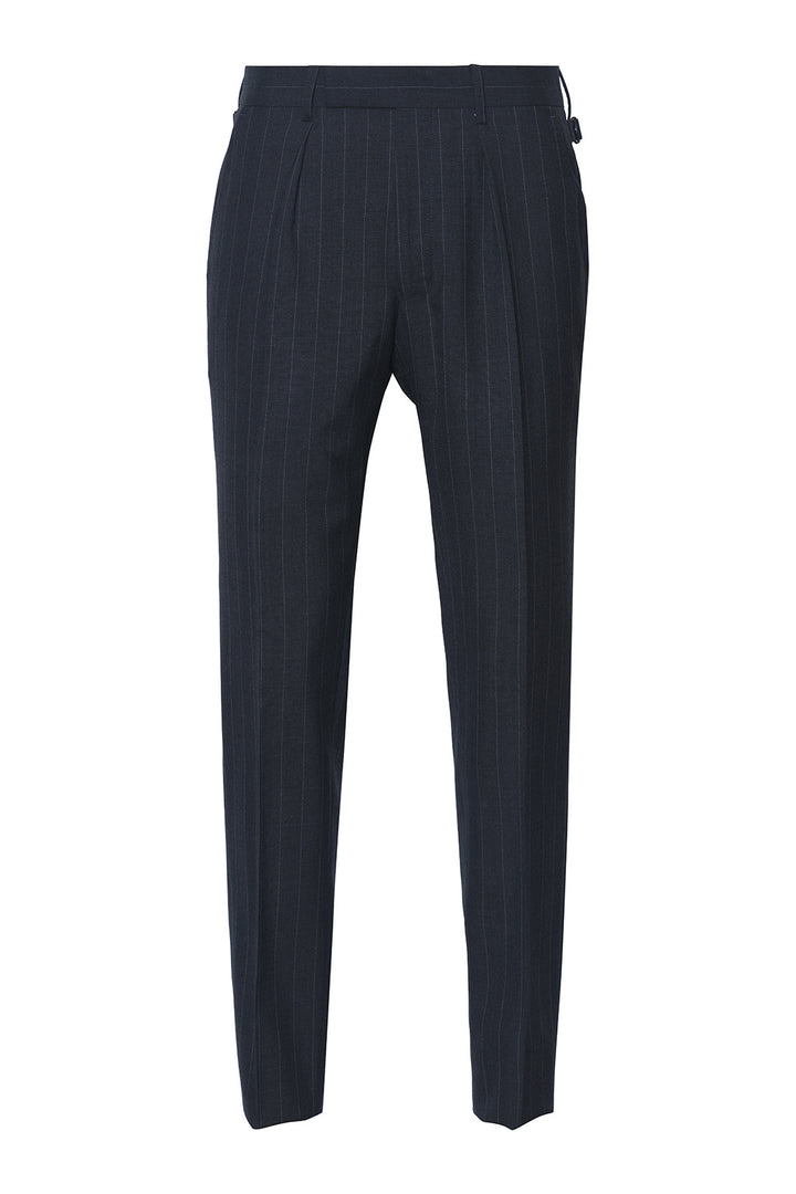 Le Milan – toile de laine, Rayures Pointillés Grise Intense, Laine Vierge 120&