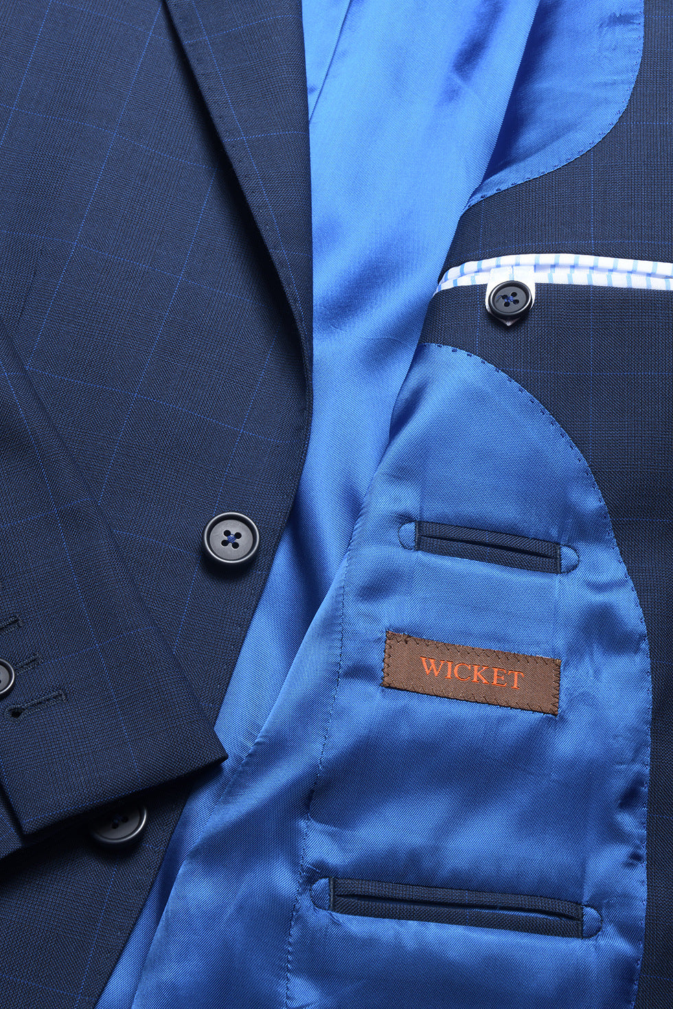 Le Kensington – Navy and royal blue Prince of Wales check – WICKET