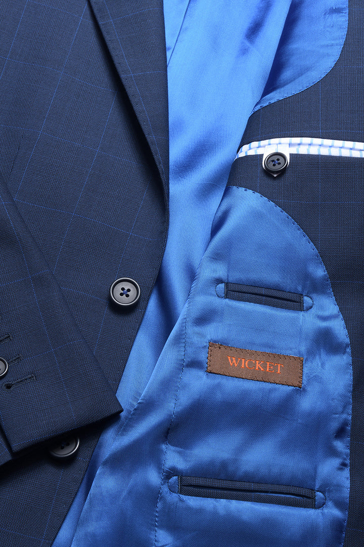 Le Kensington – Navy and royal blue Prince of Wales check – WICKET