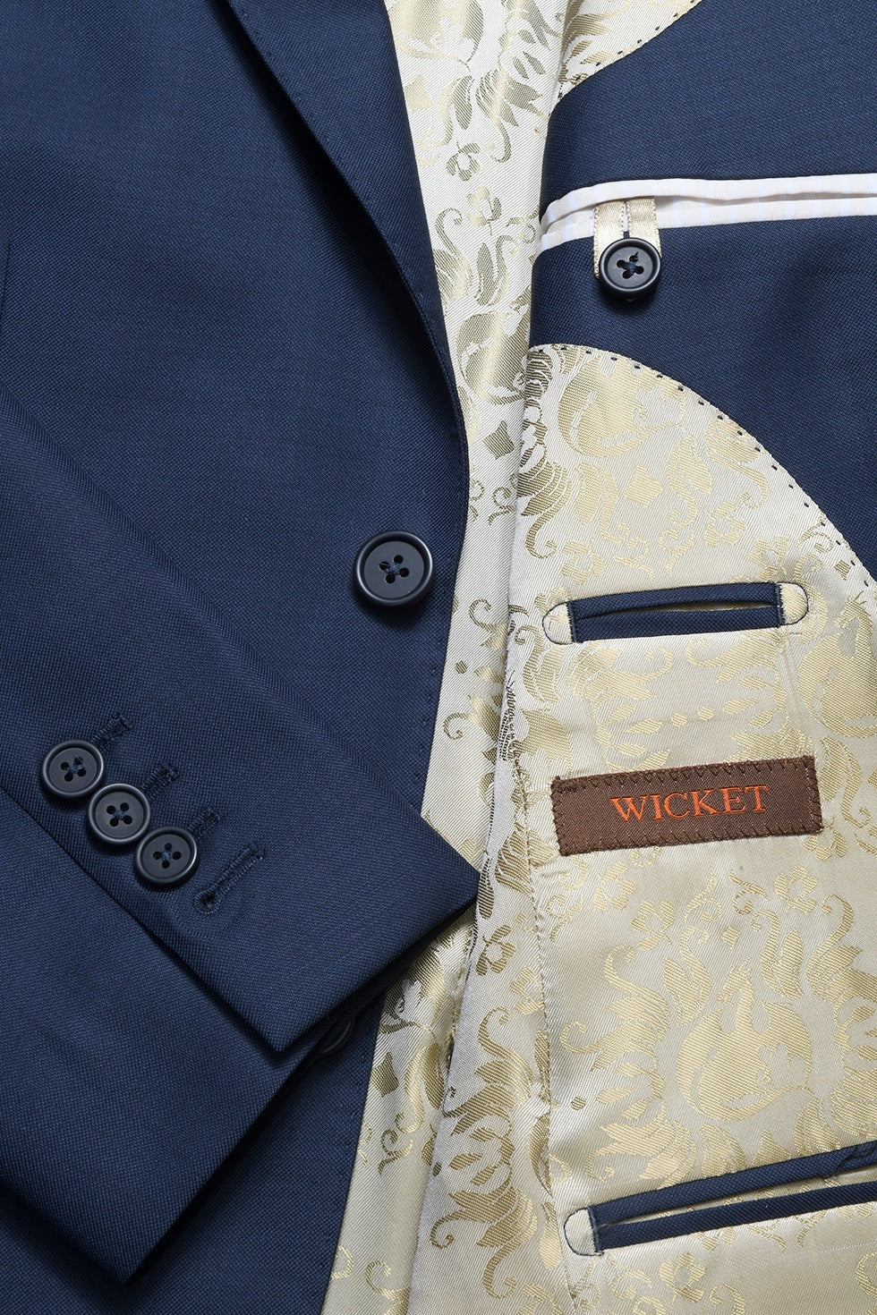 Le Kensington – Known as ‘end-on-end’, China blue, Super 120 wool – WICKET
