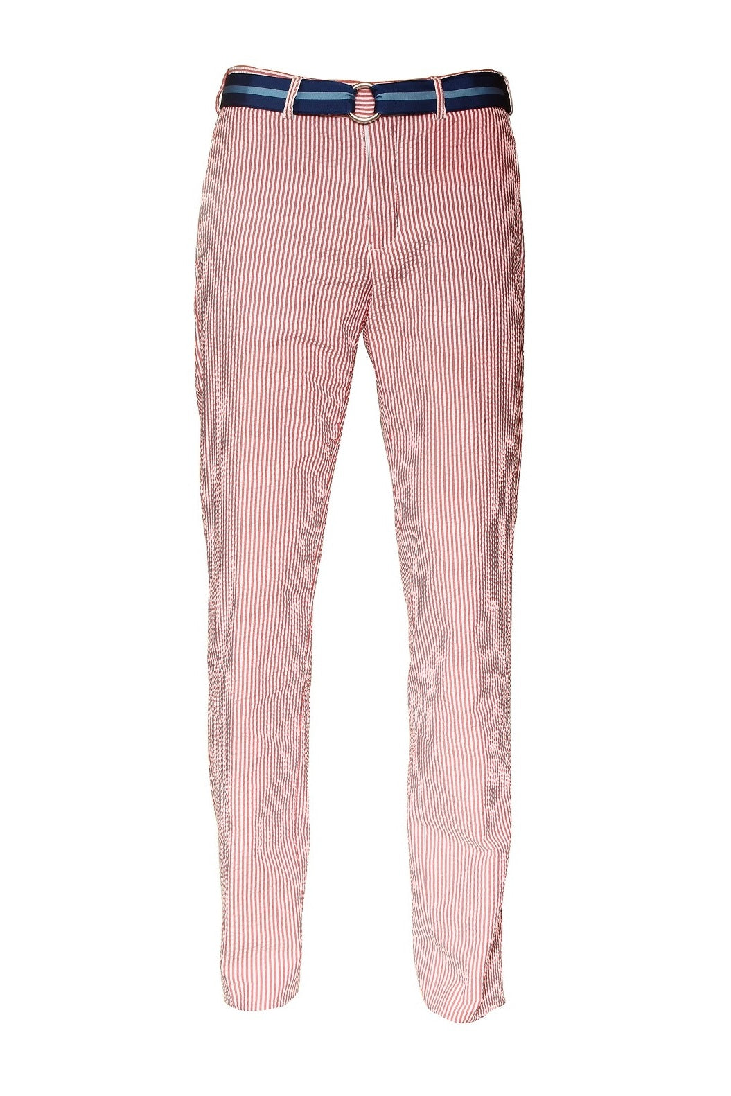 The Chino – Seersucker stripes, Biarritz red, cotton and elastane – WICKET