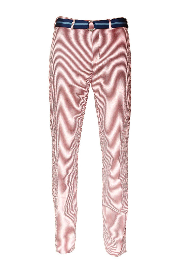Le Chino – à rayures Seersucker, Rouge Biarritz, Coton et É lasthanne – WICKET