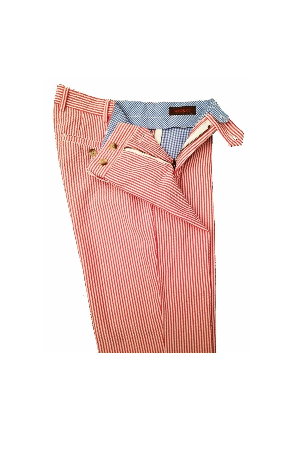 Le Chino – à rayures Seersucker, Rouge Biarritz, Coton et É lasthanne – WICKET