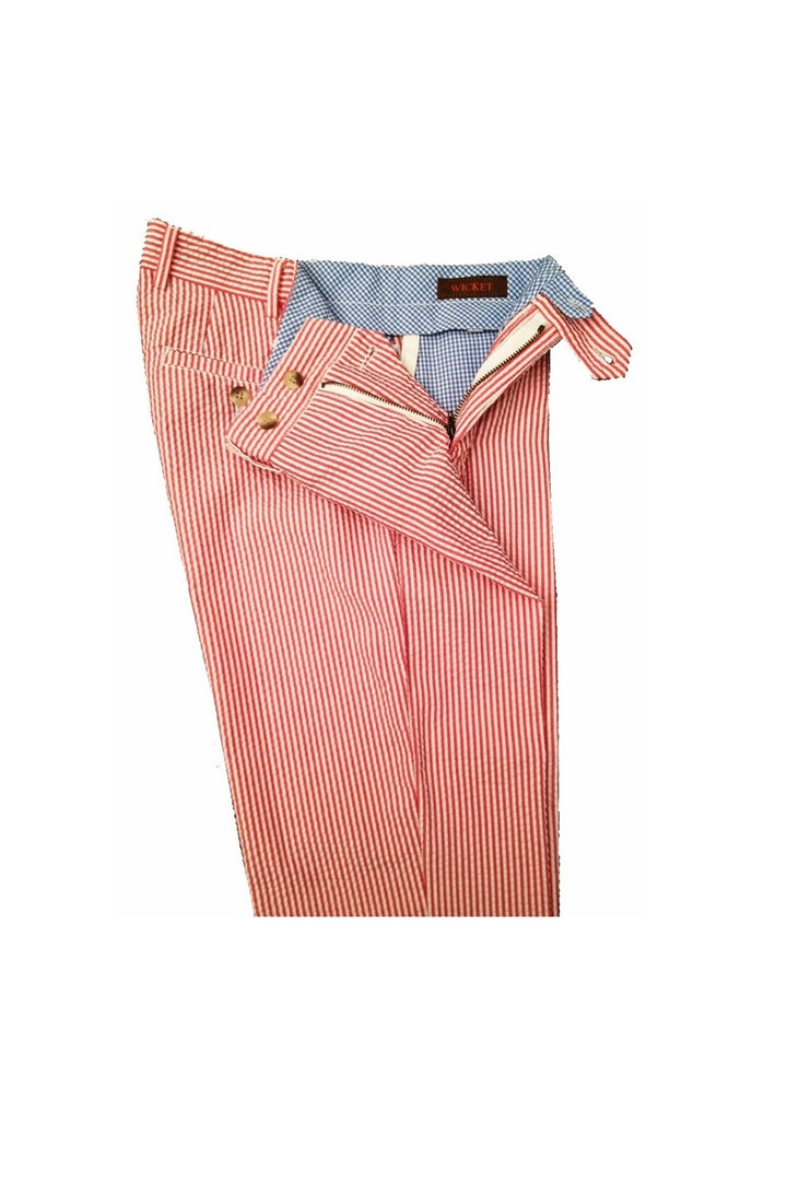 Le Chino – à rayures Seersucker, Rouge Biarritz, Coton et É lasthanne – WICKET