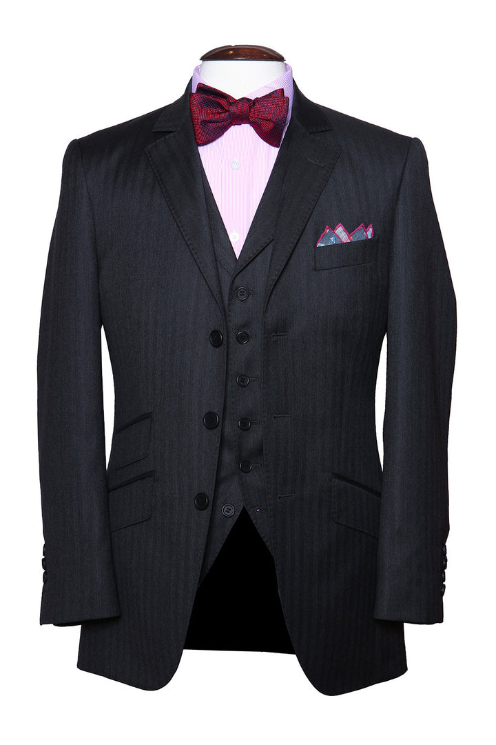 Le Hampstead – Herringbone, rich grey, Super 140 wool – WICKET