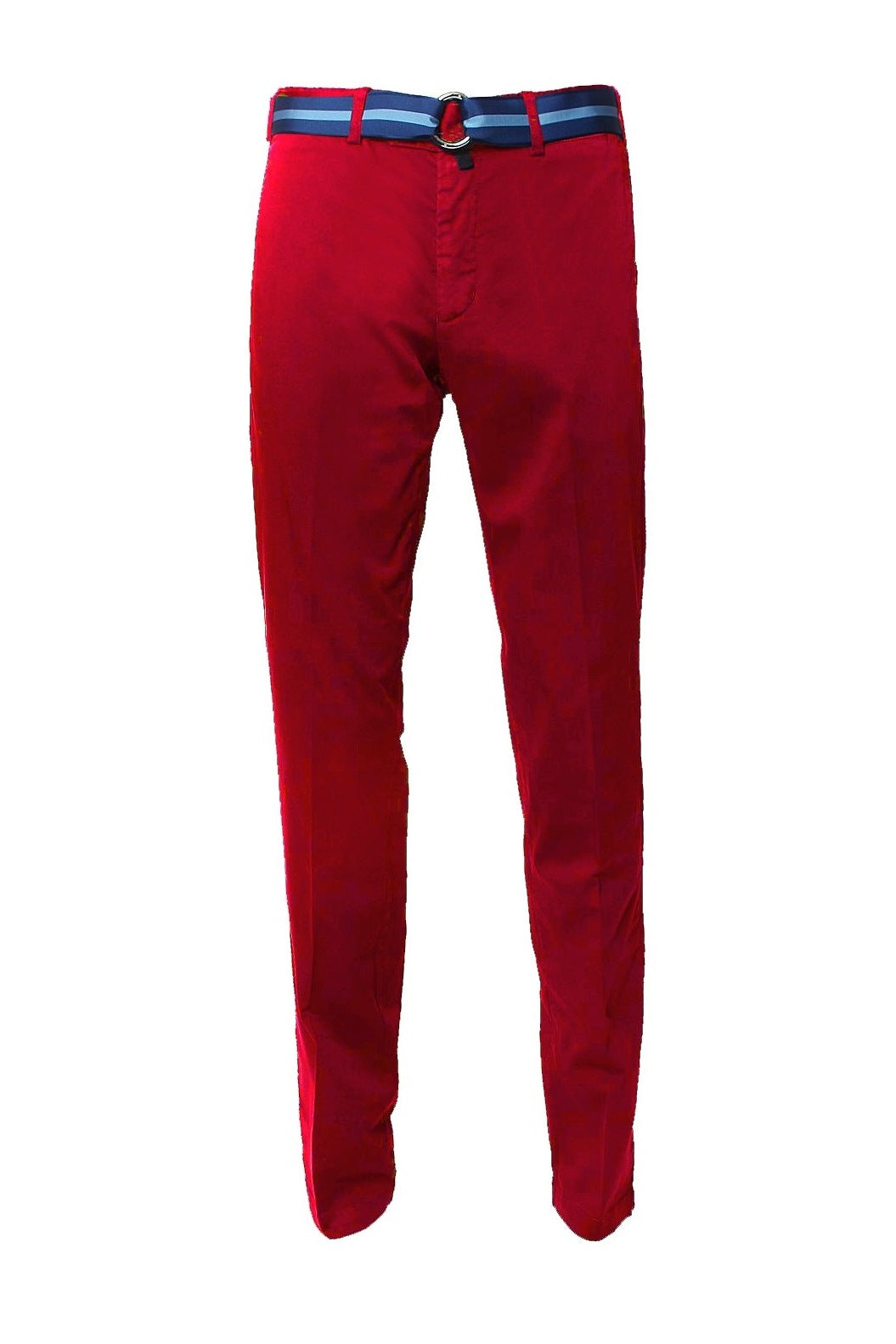 The Chino – Textured plain weave, Biarritz red, cotton and elastane – WICKET