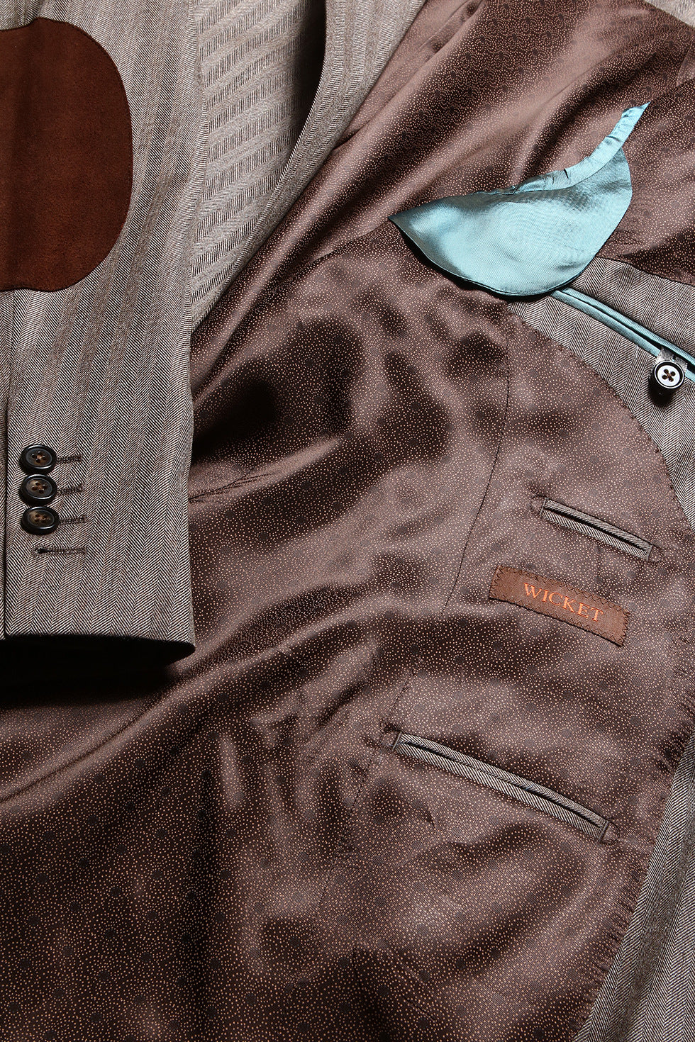 La Kensington – à chevrons, beige &amp; marron, Soie &amp; Laine – WICKET