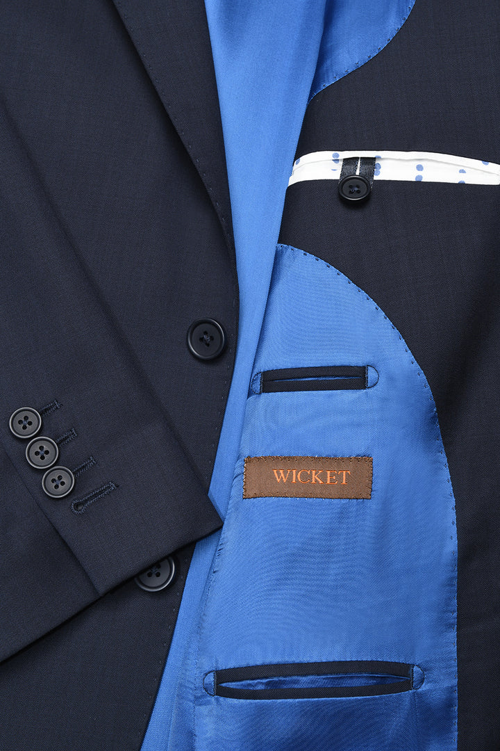 Le Kensington – Deep navy herringbone gabardine – WICKET