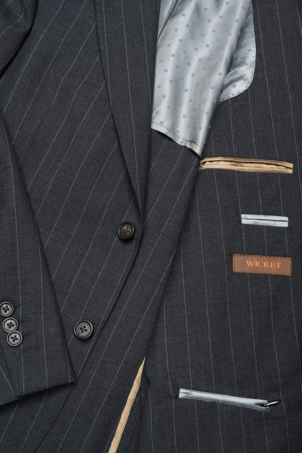 Le Milan – toile de laine, Rayures Pointillés Grise Intense, Laine Vierge 120&