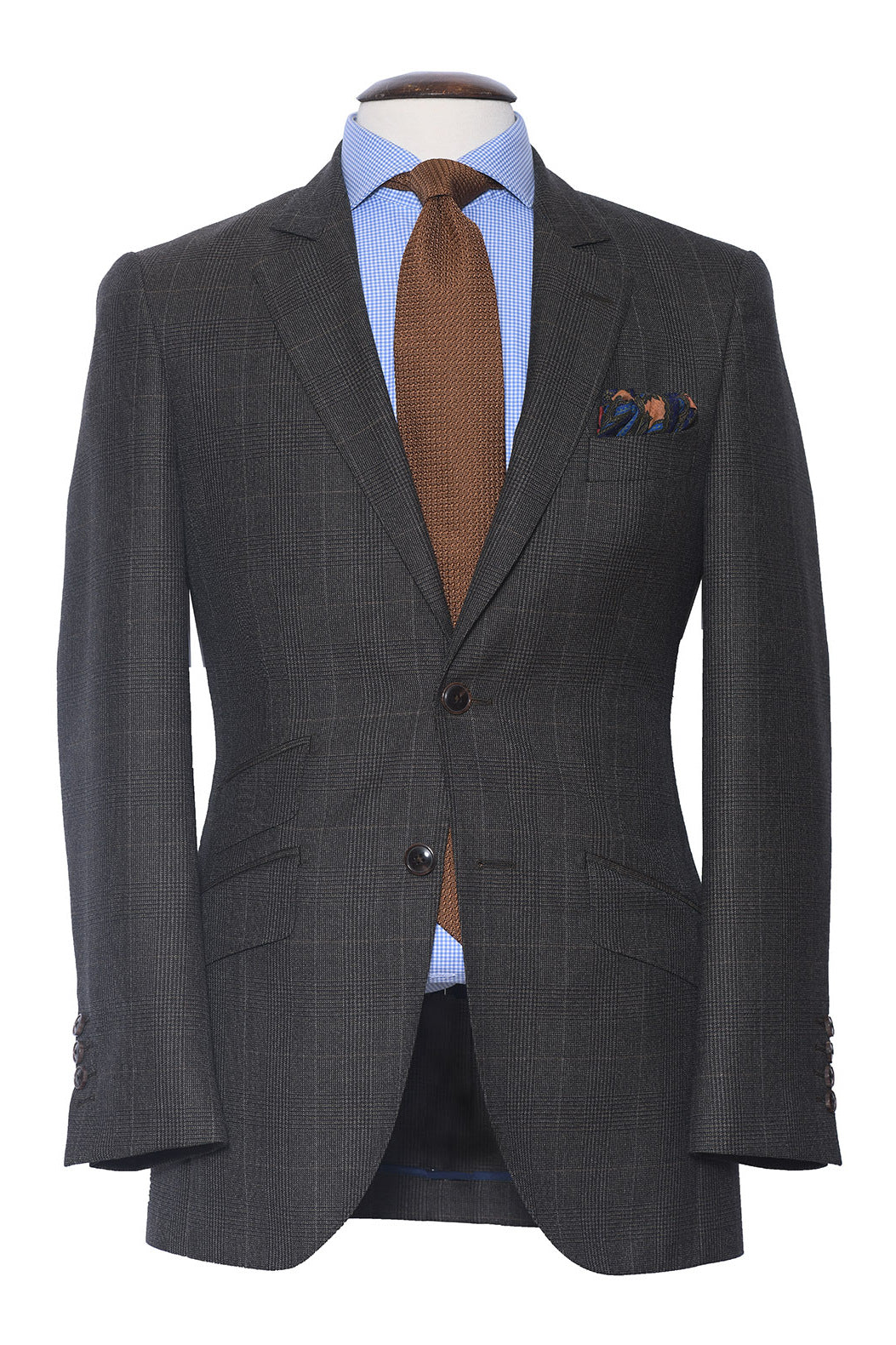 Le Kensington – Wool known as ‘Prince of Wales’, brown with a brown overcheck – WICKET
