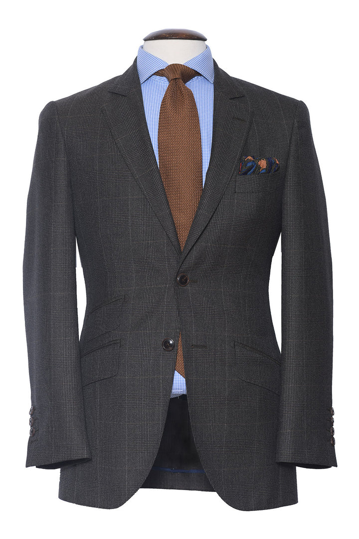 Le Kensington – Wool known as ‘Prince of Wales’, brown with a brown overcheck – WICKET