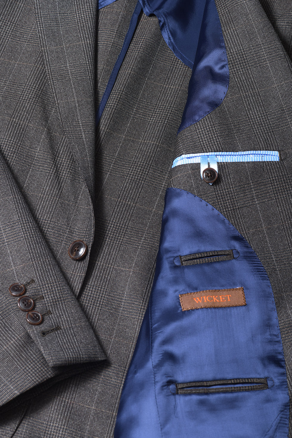 Le Kensington – Wool known as ‘Prince of Wales’, brown with a brown overcheck – WICKET