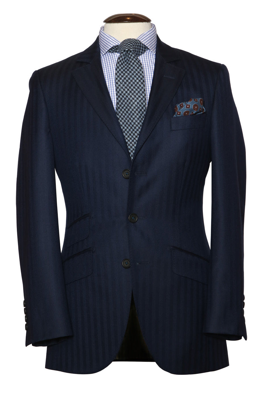 Le Hampstead – Navy herringbone twill, virgin wool – WICKET