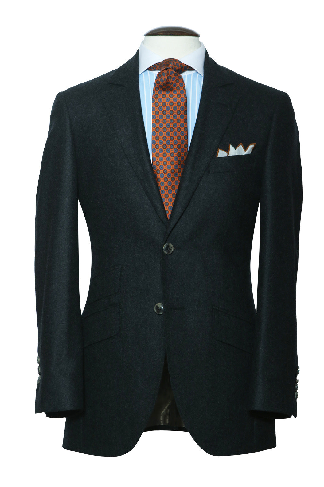 Le Kensington – Plain charcoal grey flannel, virgin wool – WICKET