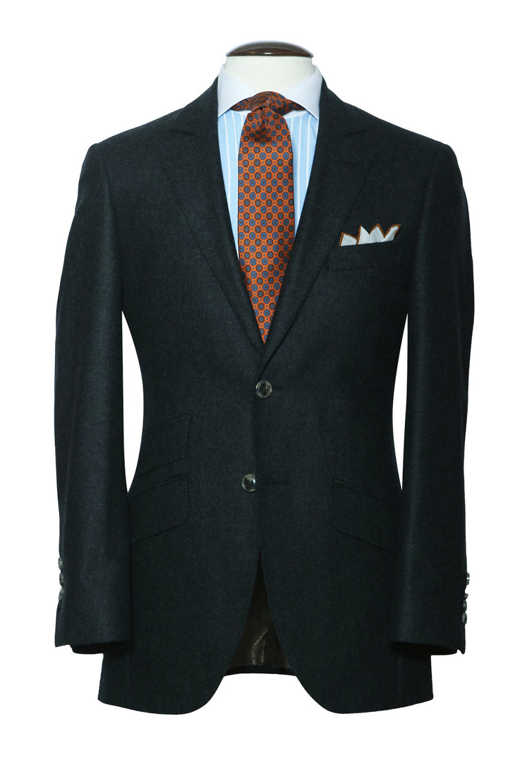Le Kensington – Plain charcoal grey flannel, virgin wool – WICKET