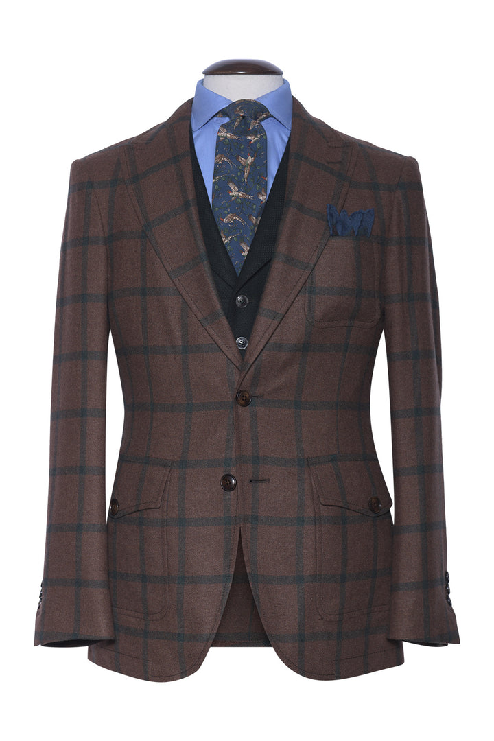 La Downton – Caramel brown with British racing green overcheck – WICKET