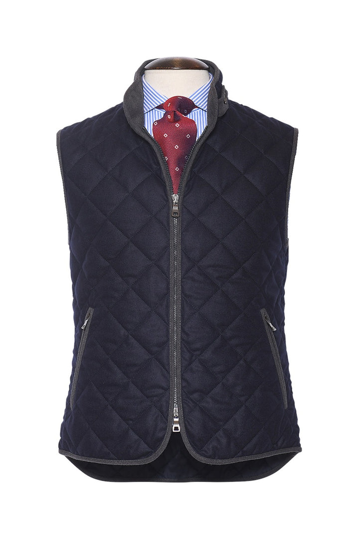 The Quilted Gilet – Navy flannel – WICKET