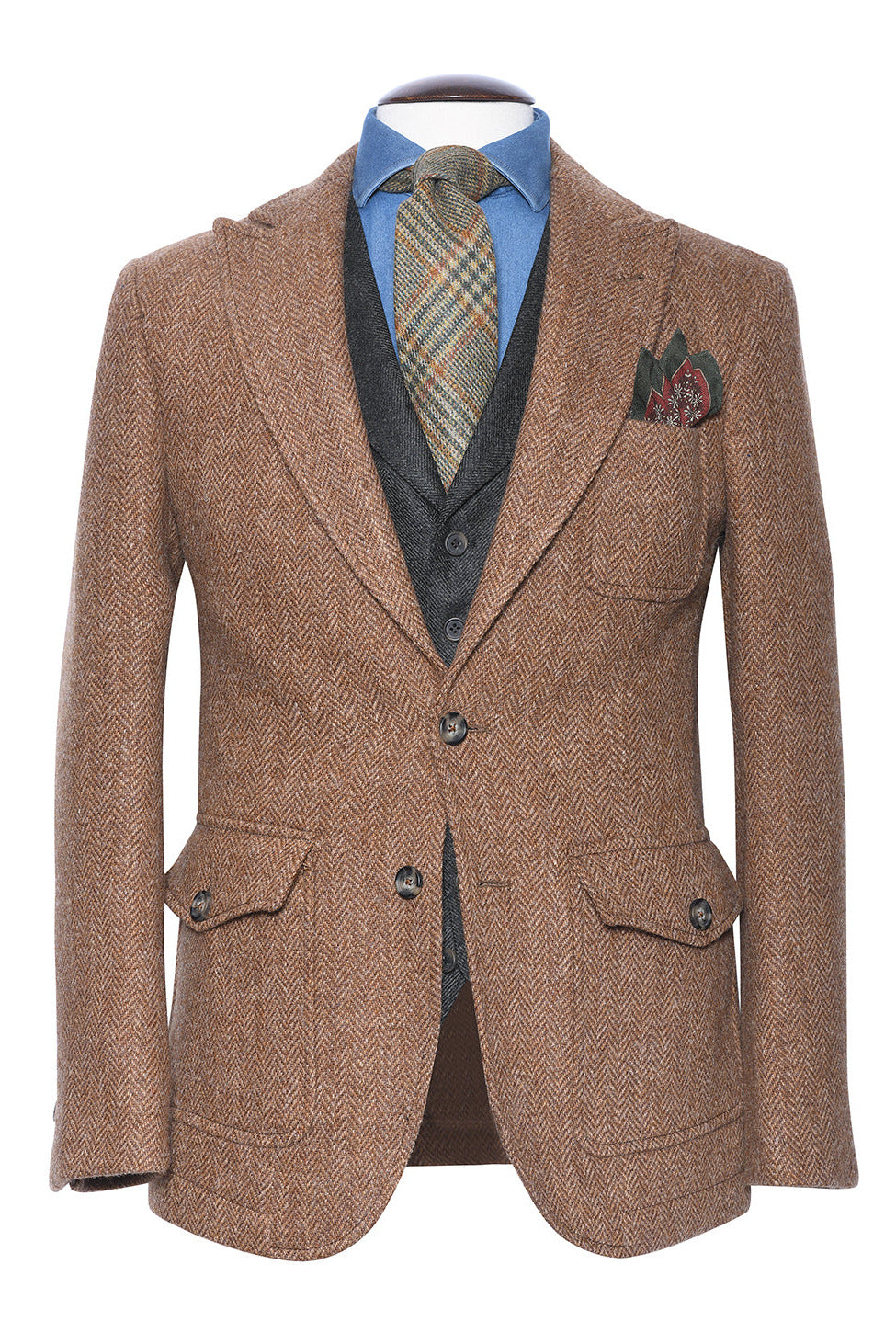 La Downton – Beige and ochre herringbone pattern – WICKET