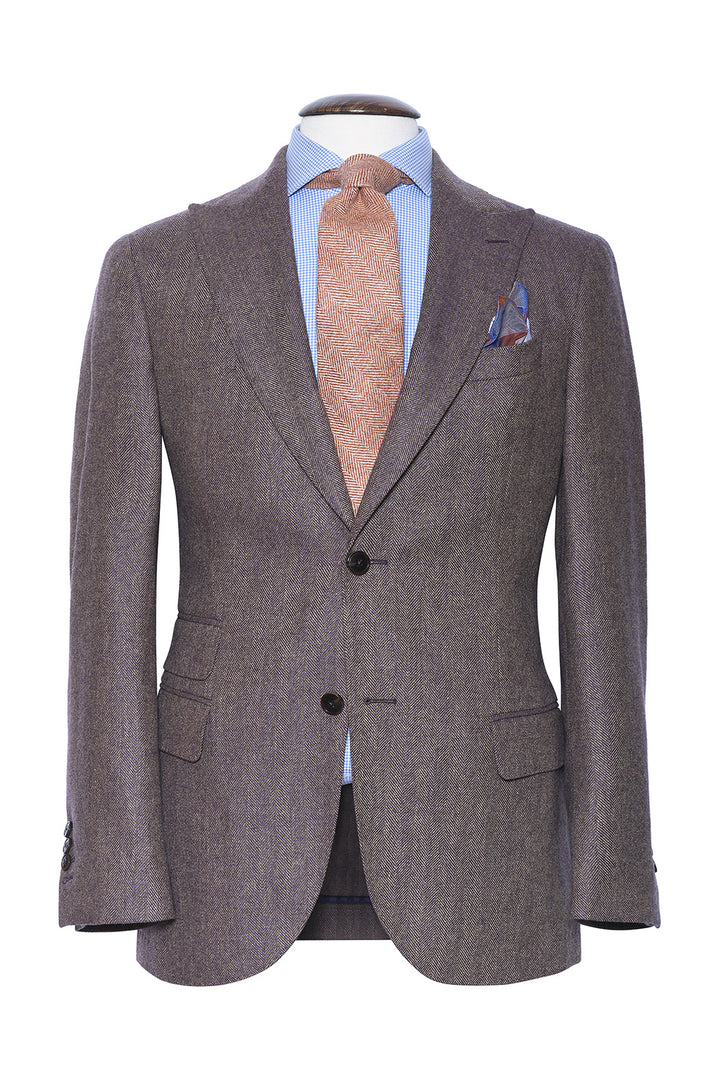 La Rome – Beige and Parma violet herringbone pattern – WICKET
