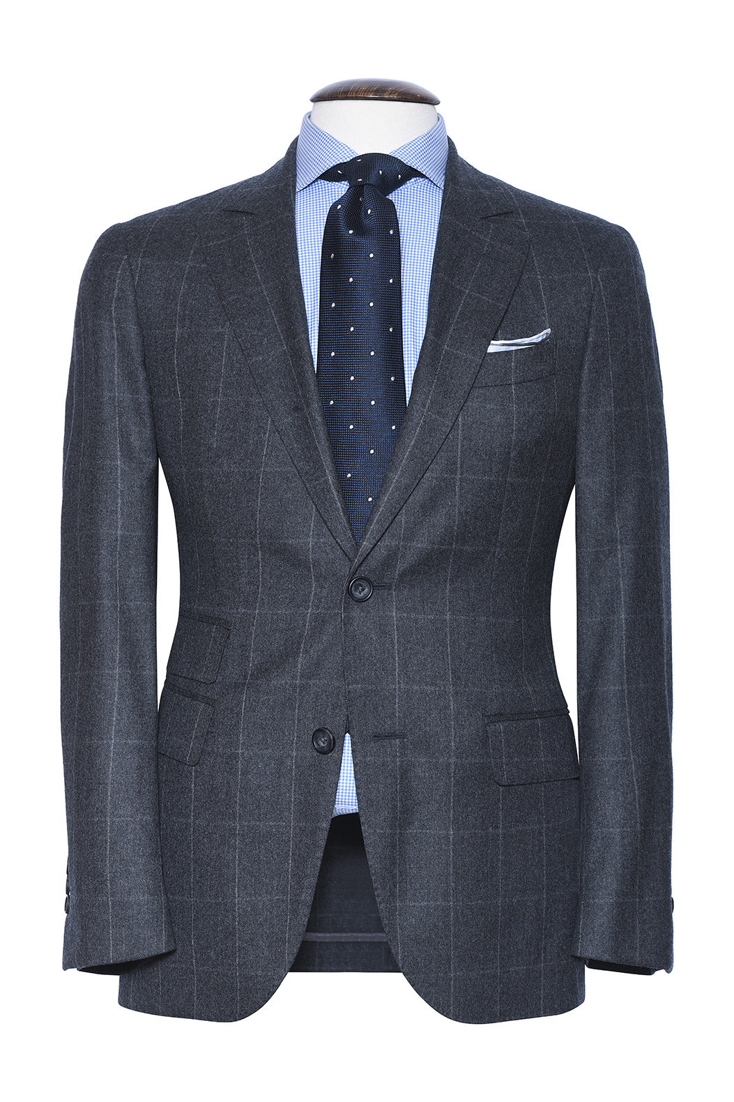 Le Turin – Sublime grey with a white overcheck, 120’s wool flannel – WICKET